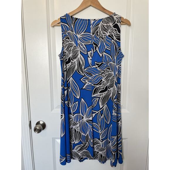 Ivy Lane Coastal Sleeveless Shift Knee Length Dress Blue White Floral Size Small - Picture 2 of 8
